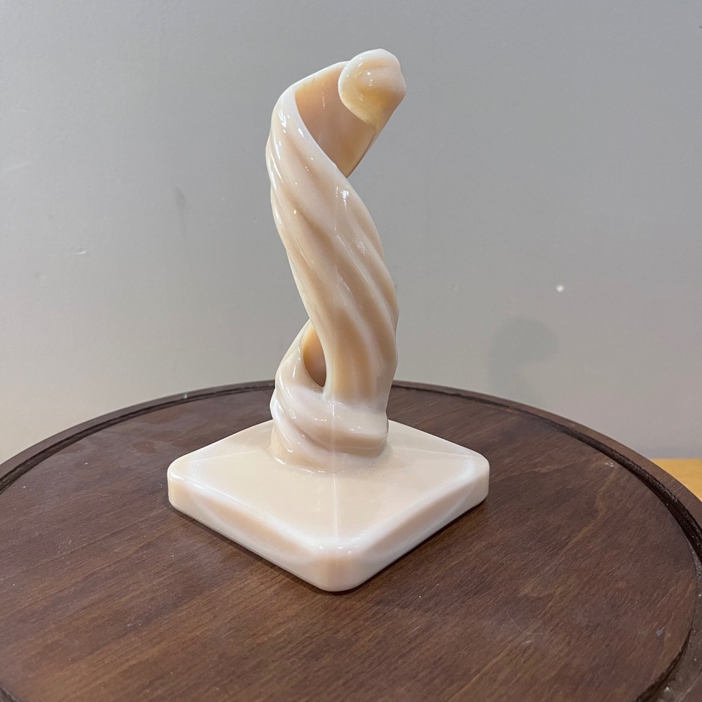 Vtg Westmoreland Peach Milk Glass Twisted Spiral Candlestick Holder MCM 6.5"